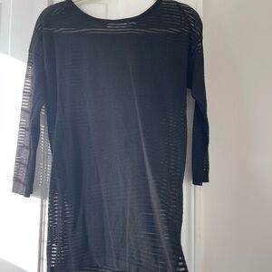 Calvin Klein Charcoal Sheer Striped Top
